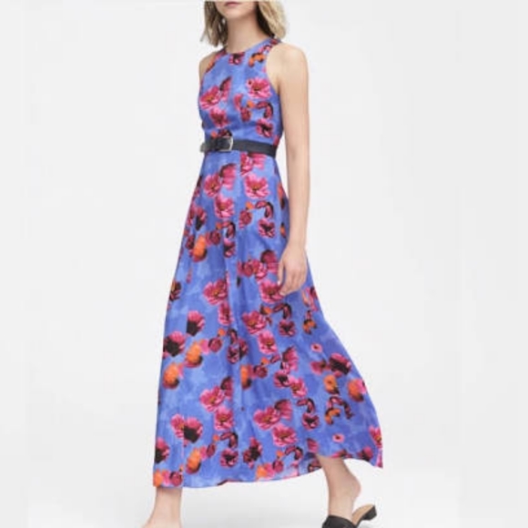 Banana Republic | Floral Contrast Stitch Maxi Dress, Sz. 20 - Picture 3 of 10